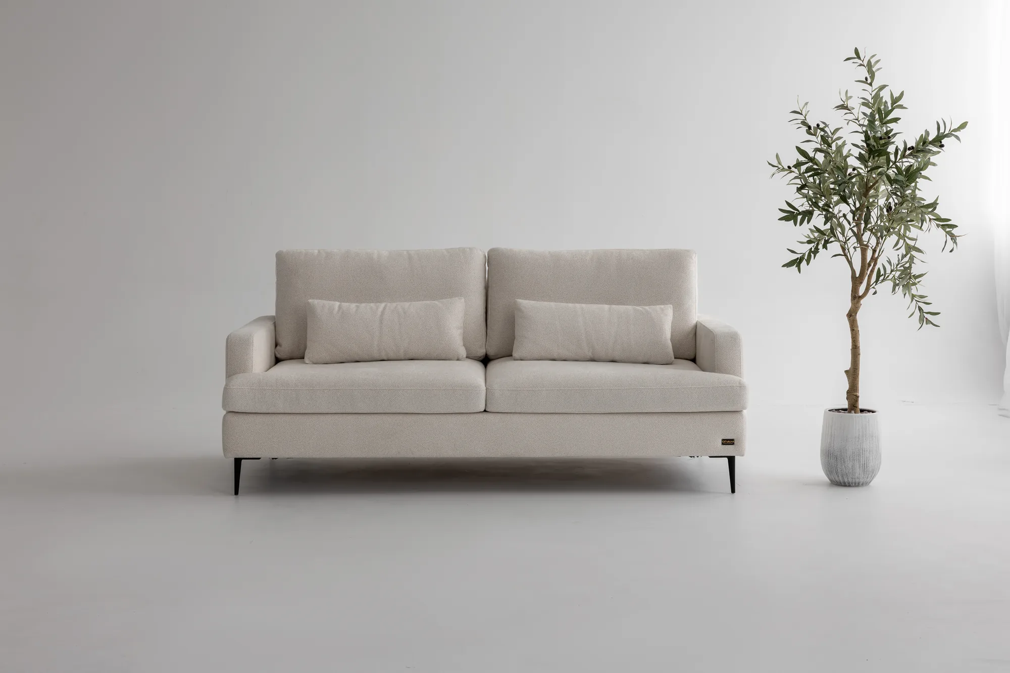 Riposo sofa bed in beige fabric – photo 1