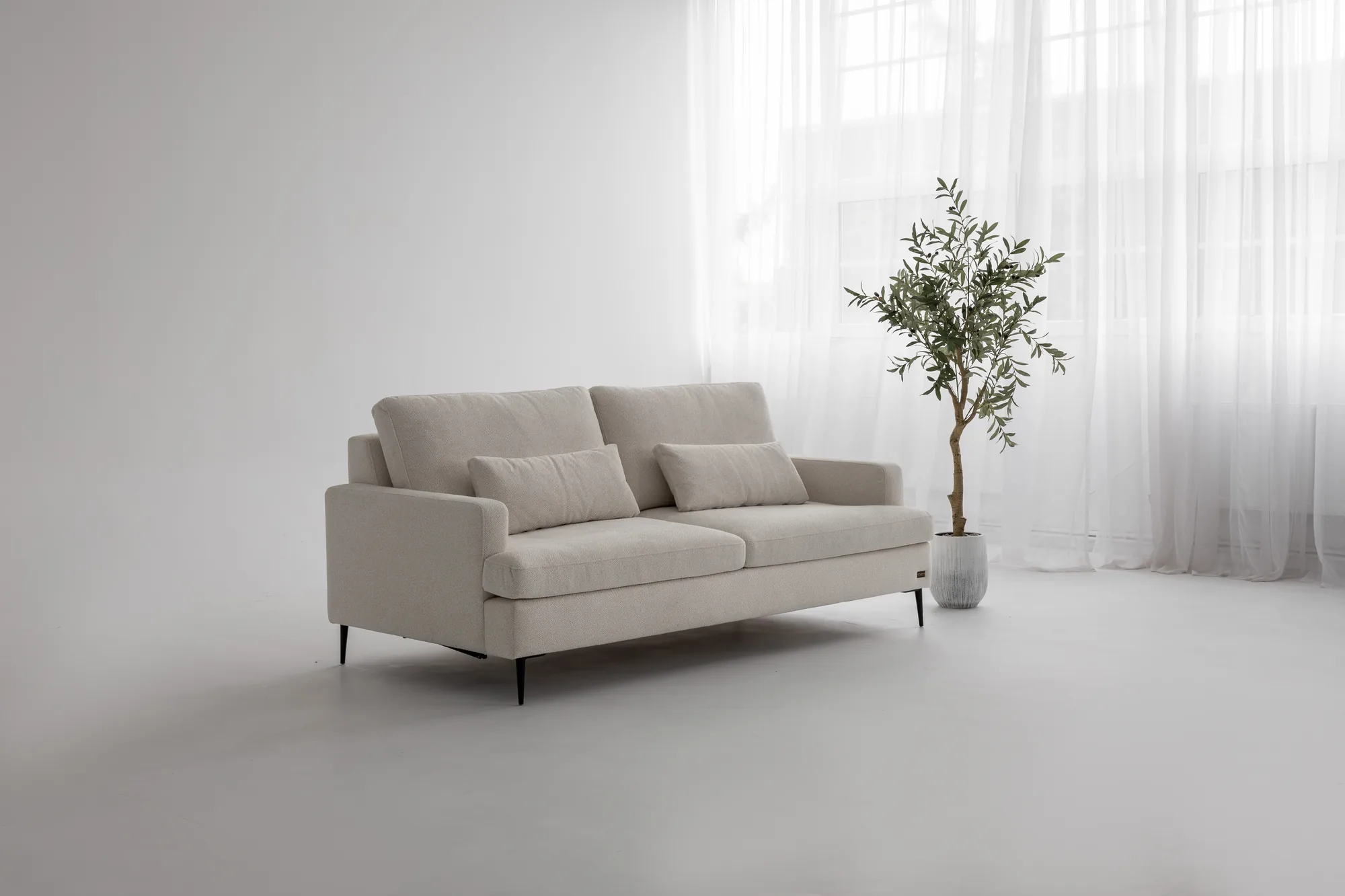 Riposo sofa bed in beige fabric – photo 2