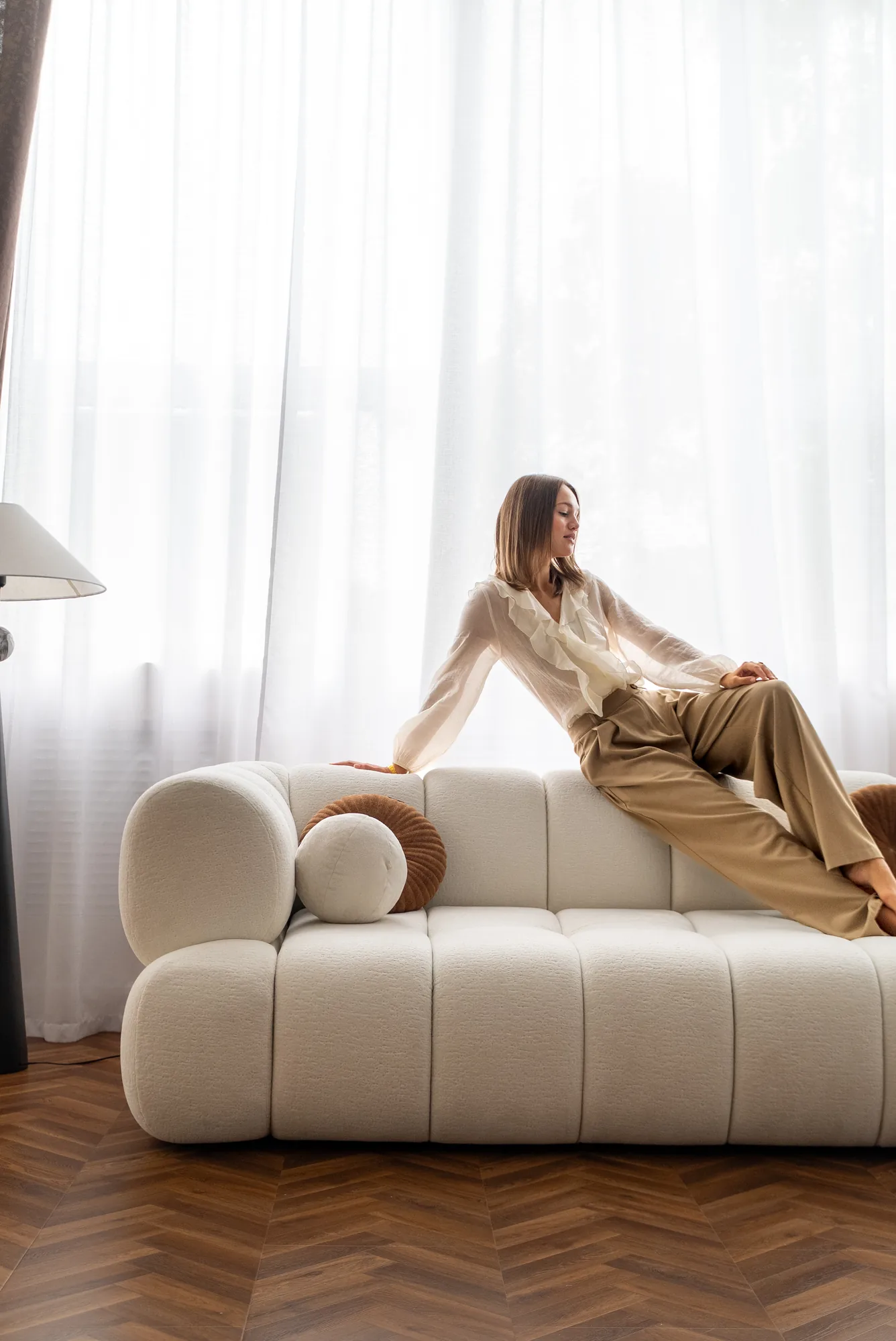 Canapea extensibilă ALLURE 260 cm, stofă deschisă – foto 12