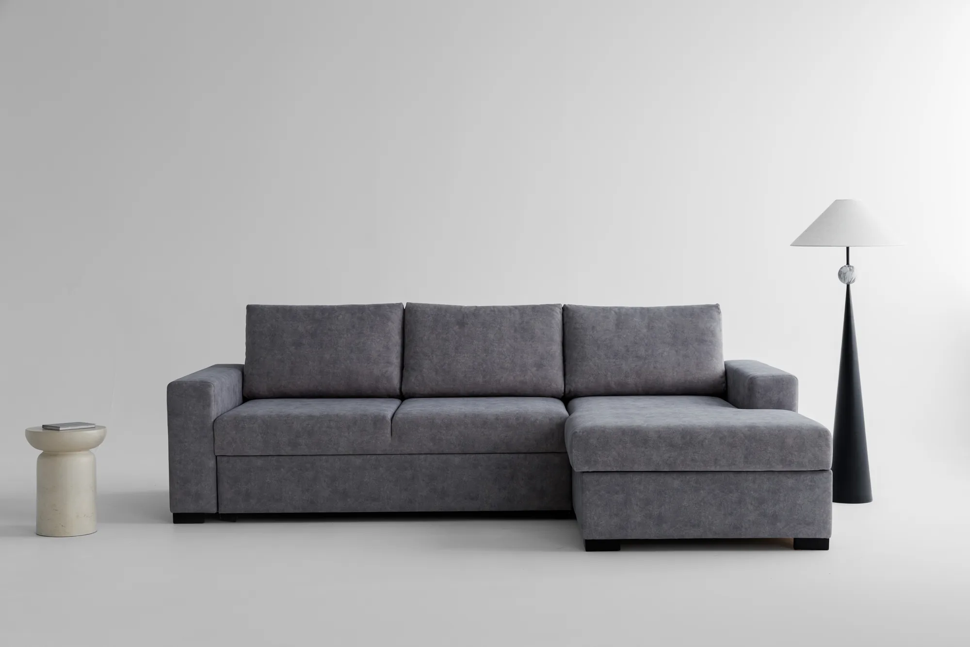 Meridiani corner sofa bed, grey fabric – photo 1