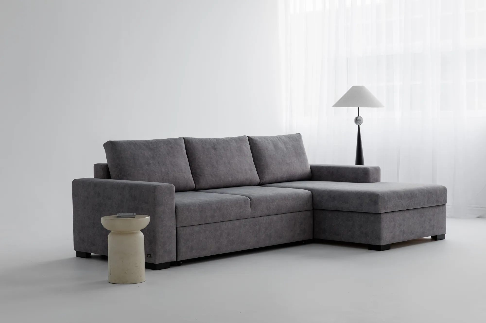 Meridiani corner sofa bed, grey fabric – photo 2